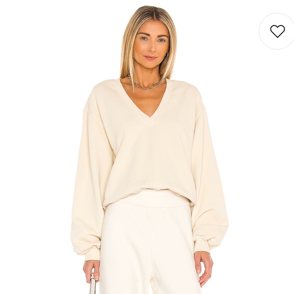Agolde V Neck Balloon Sleeve Sweatshirt in Penne